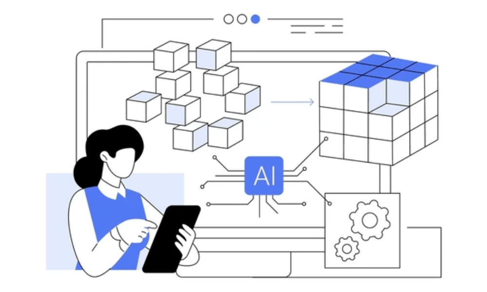 Illustration of AI transforming disorganized commerce data into structured insights for Canadian businesses